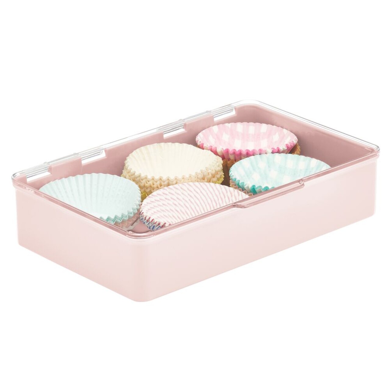 mDesign Plastic Stackable Household Storage Container with Lid